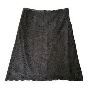 THE LIMITED Skirt Sz 12 Black Lace Lined Neutral Side Zip Knee Length Work